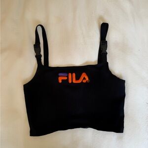 Fila Black Crop Top with Vibrant Logo